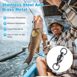 M METERXITY 30-Pack Ball Bearing Fishing Swivels, 5# 0.98In (25mm) Stainless Steel Lure Leader Line Connector for Fishing/Saltwater/Freshwater, High Strength Welded Ring [Black]