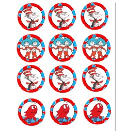 Sweets Party Treats 12 Dr Seuss Party EDIBLE Cupcake Topper Dr Seuss Theme Frosting Sheet Cookie