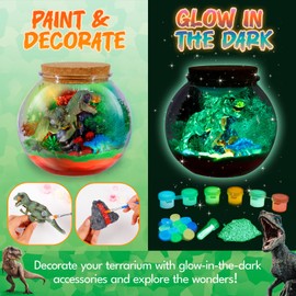 Dinosaur Terrarium Kit for Kids - Arts & Crafts Activities Sets With Glow in The Dark Painting - DIY Dino Toys Birthday Gifts for Boys Age 5, 6, 7, 8, 9, 10, 11 & 12 Year Old(Dinosaur Terrarium)