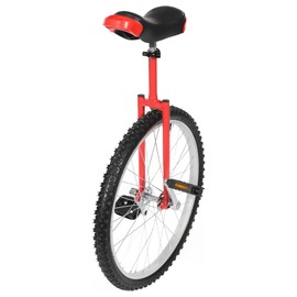 DYNAMI 24 Inch Unicycle for Adults,Outdoor Sports Wheel Unicycle with Manganese Steel Frame and Aluminum Alloy Rim,Adjustable Height,Load 154 lbs,Anti-Slip for Outdoor Sports Fitness Exercise (Red)