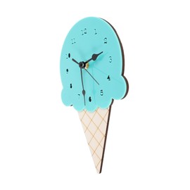 Hohopeti Cute Ice Cream Shaped Cartoon Wall Clock for Kids Silent Non-Ticking Clock Decorative Hanging Clock Room Wooden Clock Decorative Wall Clock