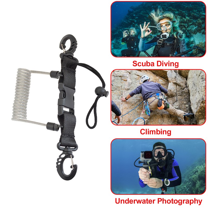 Spiral Coil Cable Anti-lost Camera Flashlights Safety Leash for Diving