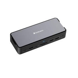 Verbatim USB-C Pro Docking Station, 15-in-1 Hub with SSD Slot, Multiport Adapter to HDMI 4K and 8K, USB-A and USB-C, PD 80W, AUX, Card Reader, for Mac/Windows Laptop and Co