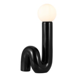 JONATHAN Y JYL5500B Katya 18" Scandinavian Minimalist Ceramic Spiral Tube LED Table Lamp for Bedroom, Living Room, Office, College, Book Case, Nightstands and Coffee Table, Black