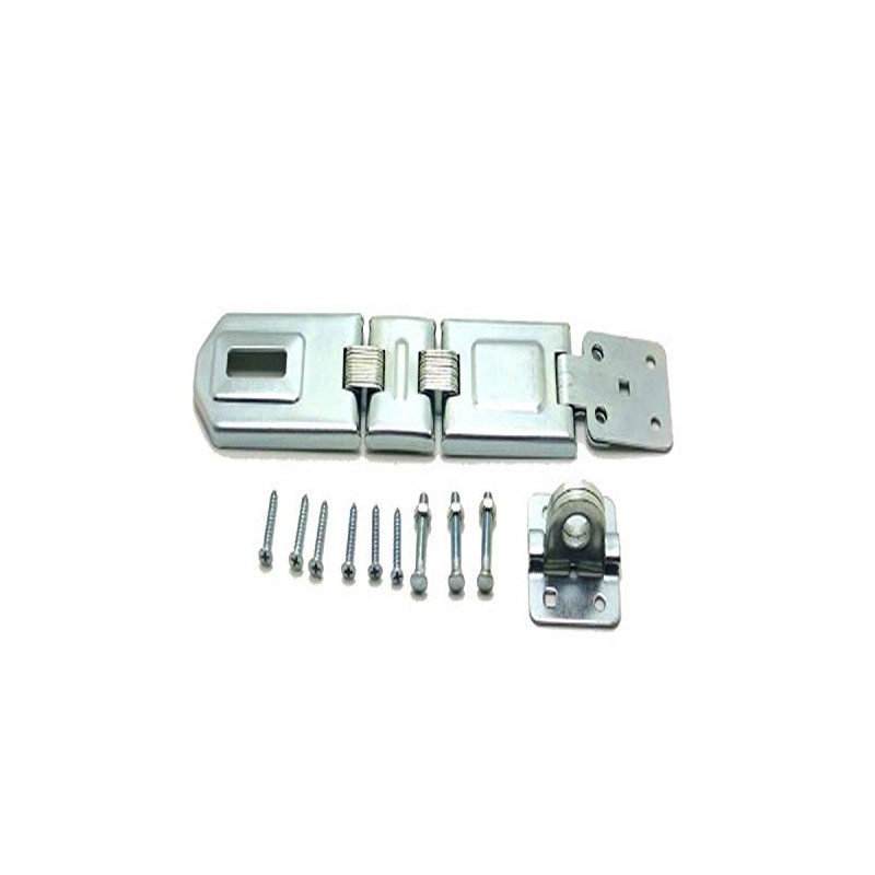 NU-Set 7-1/2-Inch Double Hinged Rolled Edges Steel Hasp with Flexible