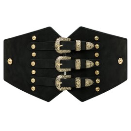 WHIPPY Women Corset Waist Belt Tied Waspie Belt Vintage Wide Leather Belt Elastic Waist Band for Dress Coat Shirt Cosplay Costume, Black, 93cm