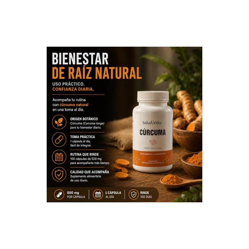 Cúrcuma 500mg | 1 al día | 100 cápsulas |