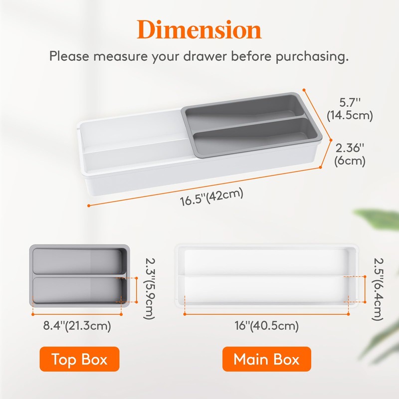 Lifewit Compact Silverware Organizer for Kitchen Drawer, Narrow Flatware Tray