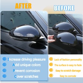 LLKUANG Car Rearview Mirror Cap Decoration Cover for Alfa Romeo Giulia 2017 2018 2019 2020 (Glossy Black)