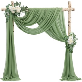 Wedding Arch Draping Fabric 2 Panels 20Ft length x 28" width Sage Green Arch Drapes Chiffon Fabric Sheer Curtains Backdrop for Party Bridal Decorations Wedding Ceremony Ceiling Stage Reception Decor