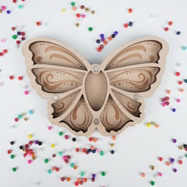 HIXOLOZI Small Bead Organizer with Transparent Cover, Wooden Seed Bead Storage Box for Jewelry Making, Gift for Craft Hobbyists, 9-Compartment Portable Tray