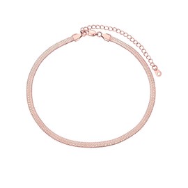 FOCALOOK Women's Choker Necklace, 18 K Gold-Plated/Stainless Steel, Short Necklace, Collar for Girls, Flat Snake Chain, Necklace, Trendy Fashion Jewellery Accessory, Great Gift for Valentine's Day,