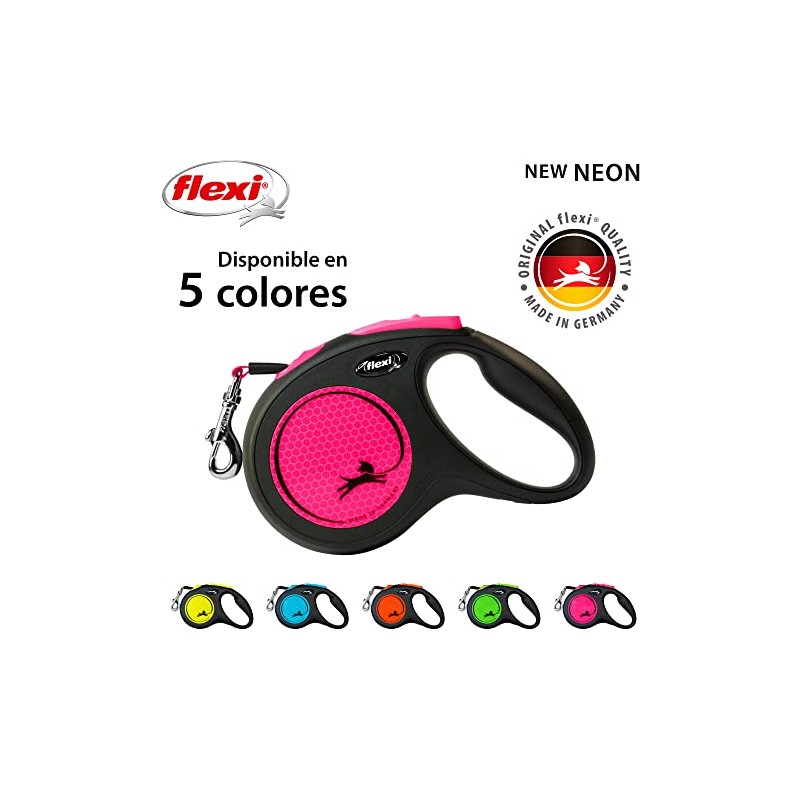 FLEXI Correa Neón Rosa Mediana Cinta