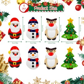 Shinybox Christmas Toy, Pack of 8 Christmas Stress Toys, Santa Claus, Christmas Trees, Snowmen, Elk Stress Ball, Christmas Day Party Gift Party Bag