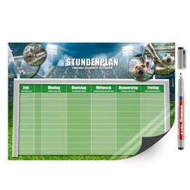 Magnetic timetable with football motif, wipe-clean, DIN A4, with pen, boys, teenagers, cool, gift idea, dv_1144