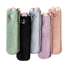 Velice Womens Fuzzy Socks Soft Cozy Fluffy Slipper Socks Winter Warm Plush Sleeping Christmas Socks(Colorful01)