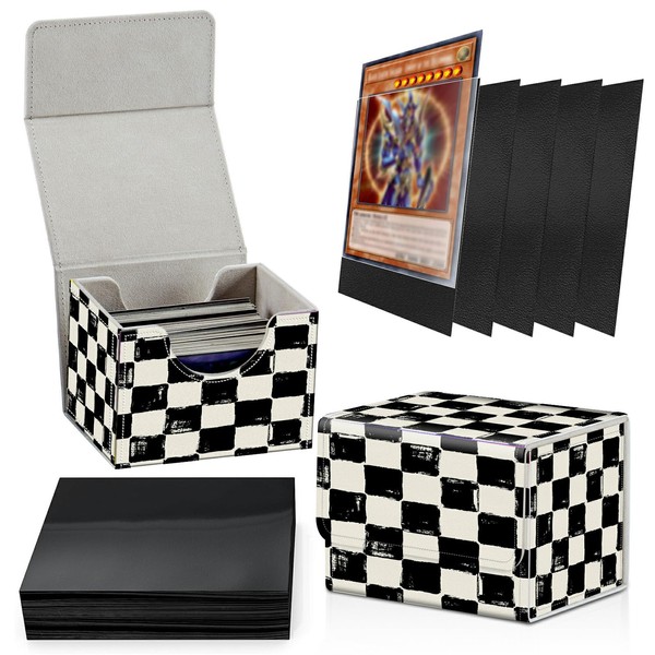 Card Deck Box Plus 100 Counts Black Card Sleeves, Black