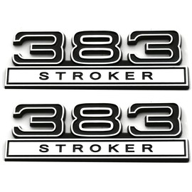 2pcs 383 Stroker 6.2 Liter Engine Emblems Badge 3D Decals Stickers Cars Trucks (Chrome Black)