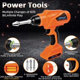 ‌Realistic Kids Drill Tool Set with 48PCS Tools & Sound Effects, Portable Construction Toy for Toddlers Ages 3+ with Safety Gear, STEM Learning Pretend Play for Family Bonding Activities