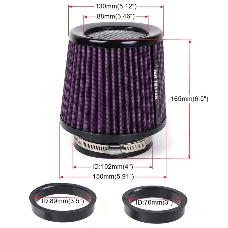 3" 3.5" 4" Inlet Car Replacement Cold Air Intake Filter