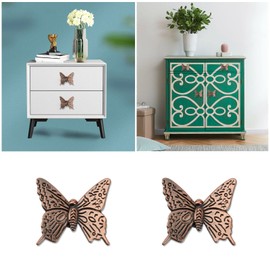 EMSea Drawer Pulls, Butterfly Shape, 4 Pieces Creative Drawer Knobs, Butterfly Shape Cupboard Knobs, Pull Handles for Cupboard, Drawer, Wardrobe, Wooden Box, Suitcase, 43 x 40 x 16 mm