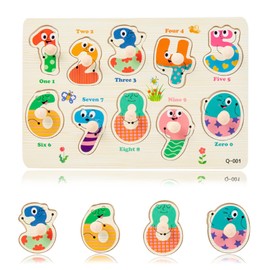 Wooden Puzzles for Toddlers 3-5, Alphabet Toddler Puzzles, Jigsaw Number Puzzle Peg Board Toy, Wood Peg Puzzle for Preschool Kids, Educational Preschool Learning Shape Sorter Games