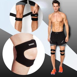 Rodillera con Soporte Doble para Rótula, Ajustable estabilizador de rodilla para tendinitis, artritis, menisco desgarro,correr, voleibol,alivio del do lor de rodilla, recuperación de lesiones, deportes (2, Negro)