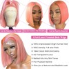 Pink Lace Front Bob Wig Human Hair, Gluleless 13x6 Lace