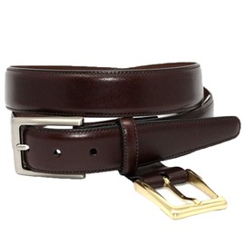 Torino Leather Glazed Kipskin Double Buckle Option Dress Belt - Burgundy (Cordovan) 34