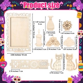 Thyle Cat Dia De Los Muertos Altar Ofrenda, Wooden Day of The Dead Decorations Dia De Los Muertos Shadow Box Mexican Cat Altar Picture Frame Memorial Shrine for Pet Supplies