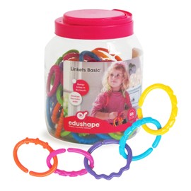 Edushape 926066 Sensory Activity Toy, Jar of 66 Tactile Linkets in Assorted Colours. Easily snap Together to Form Links. Suitable from 3 Months +