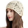 Hshsclth 100% Cotton Crochet Beanie Hat Handmade Knit Slouchy Floral