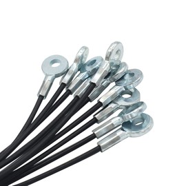 Bytiyar 1/8"(3mm) Wire Diam Galvanized Steel Cable Eyelets Ended Short Rope Lanyard Safety Tether Chain Lock with Vinyl Coated Cover, 10 Pcs Black 10"/25cm Length