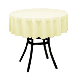 New Creations Fabric & Foam Inc 45" Round Polyester Poplin Table Overlay, for 33" Round Small Coffee Table with 6" Drop, Banana Yellow