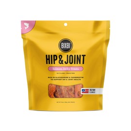 BIXBI Hip & Joint Support Salmon Jerky Dog Treats, 10 oz - USA Made Grain Free Dog Treats - Glucosamine, Chondroitin for Dogs - High in Protein, Antioxidant Rich, Whole Food Nutrition, No Fillers