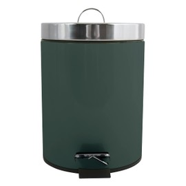 MSV Cosmetic Dark Green Pedal Bin 3 litres with Removable Inner Bucket, Stainless Steel, Vert Foncé