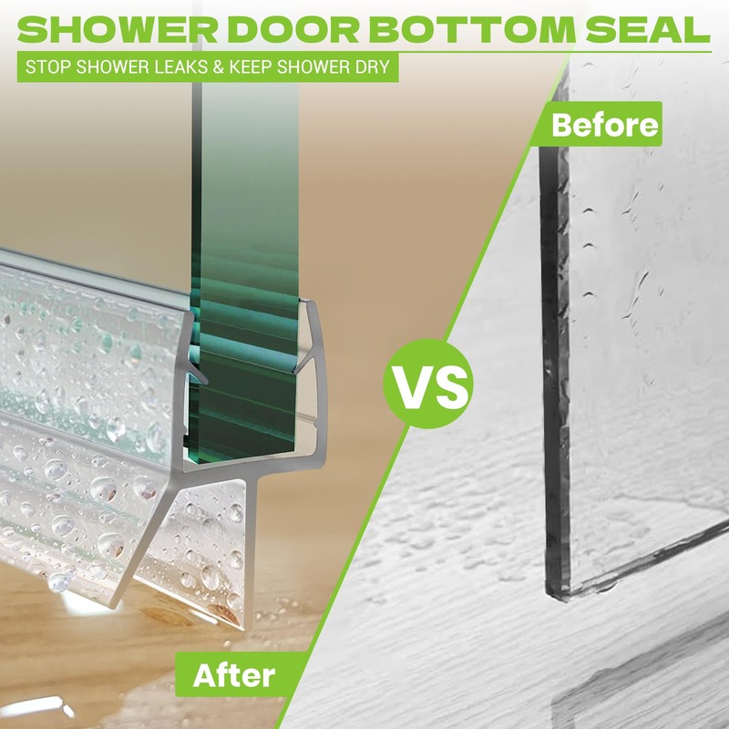 Shower Door Bottom Seal, 2-Pack PVC Strips with Sweep 36"