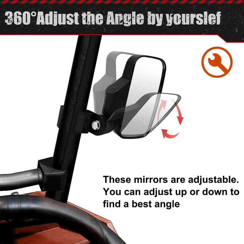 Ranger Side Mirrors - UTV Sideview Mirror with Profit/Profile Clamp