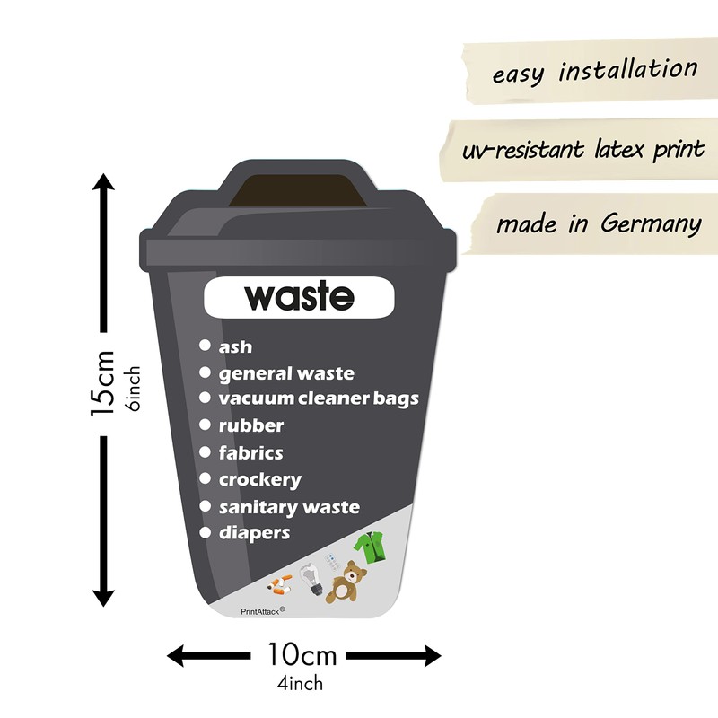 PrintAttack P038 Set of Waste Separation Stickers in German or