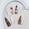 24Pcs Red Press on Nails Long Almond Fake Nails Stiletto