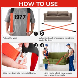 Ytonet Moving Straps, Lifting Straps for Move Furniture, 2-Person Shoulder Lifting and Moving System for Appliances, Mattresses, Heavy Objects up to 800lbs, Furniture Strap Round Sling, Orange