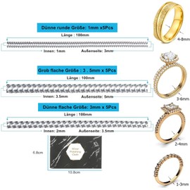 Norhogo Ring Size Adjustment Set of 15 with 3 Sizes Transparent Ring Sizer Adjustable Fit Invisible Ring Size Adjuster with Polishing Cloth for Loose Rings, Rubber