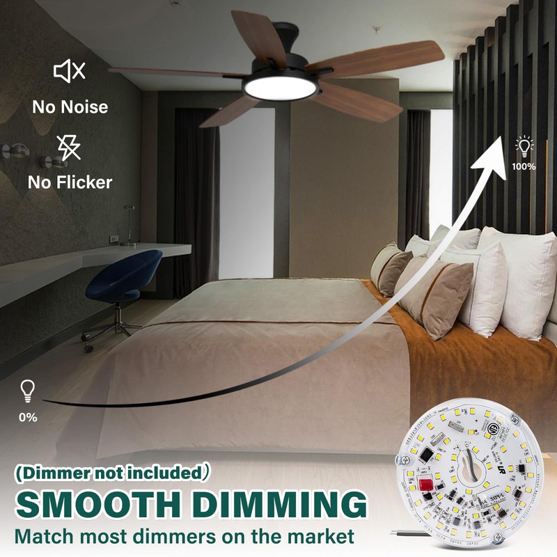 Lamptobe 4 Inch Ceiling Fan LED Light Replacement 2-Pack, 15W