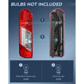 Nilight Taillight Assembly Compatible with 2015 2016 2017 2018 2019 2020 2021 2022 2023 Ford Transit 150 250 350 350HD Rear Lamp Replacement OE Style Driver Side and Passenger Side