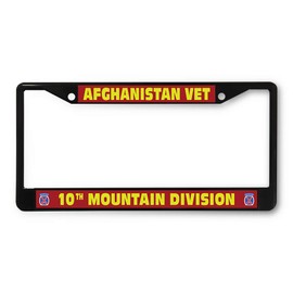 Sign Destination Metal License Plate Frame Afghanistan Vet 10Th Mountain Division Car Auto Tag Holder Black 2 Holes One Frame
