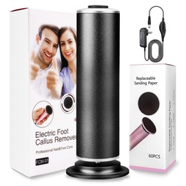 Foot File Callus Remover for Feet: Profesional Pedicure Tool for SPA - Adjustable Speed Feet File Grinder for Skin and Calluses - with 60 Pcs Replacement Sandpaper Disk for Home Salon(Black)