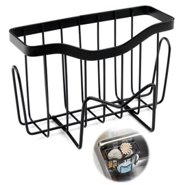 NeutypeChic Sink Organiser, Sponge Holder, Kitchen Sink Organiser with Dish Cloth Holder and Two Hooks, Kitchen Organiser with Drain Pan, Hooks, Dish Cloth Holder