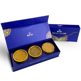 BLUE TEA - Assorted Tea Gift Set- 3 Ginger Tea Flavors | ELEGANT TEA GIFT - MOM GIFTS | Flower Based - Caffeine Free - Gluten Free | Mothers Day Gift For Mom From Daughter and Son | Gift for Her