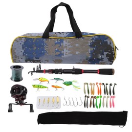 Fishing Rod and Reel Combos Carbon Fiber Telescopic Fishing Pole Lures Kit for Saltwater Freshwater
