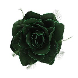 Topkids Accessories Rose Flower Hair Clip Safety Pin Hair Pin Hair Pin for Women Girls Wedding Prom Party Special Occasions (Bottle Green)
